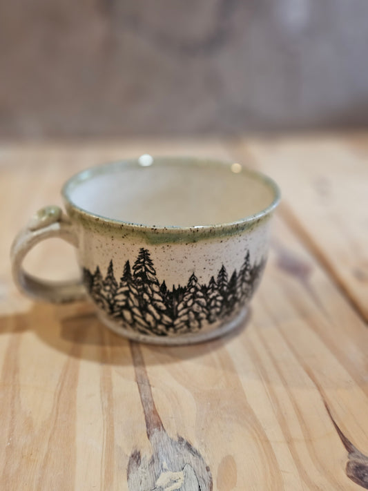 Frosted Forest Bowl with Handle