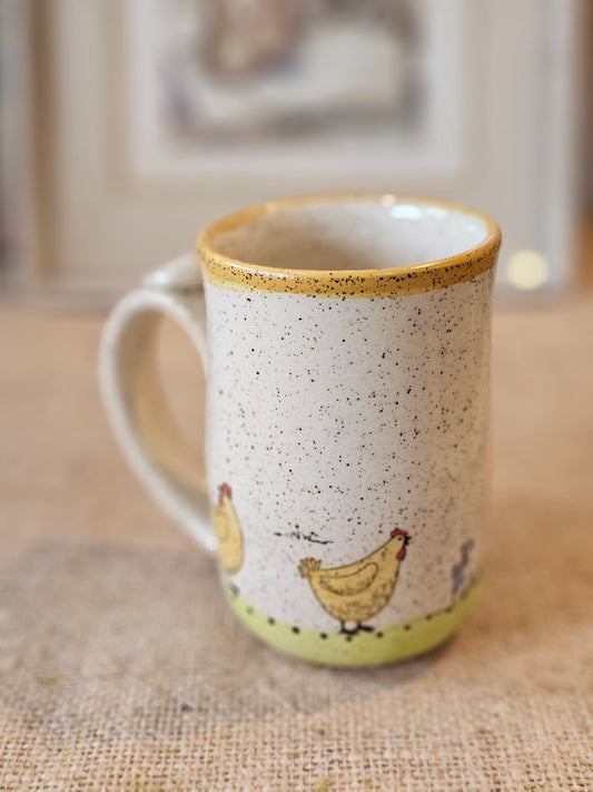 Handpainted Chicken Mug - 14 oz Hen 2002