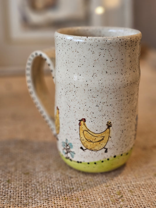 Hand-painted Hen Mug - 14 oz Hen #04