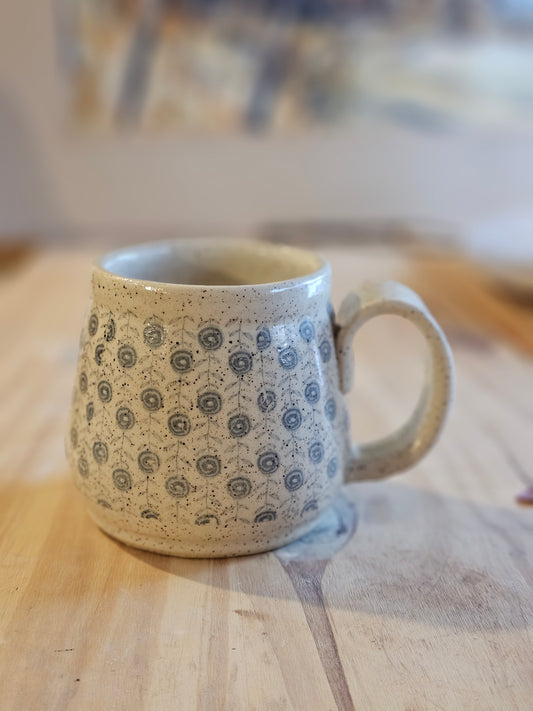 Blue Gray Floral Mug