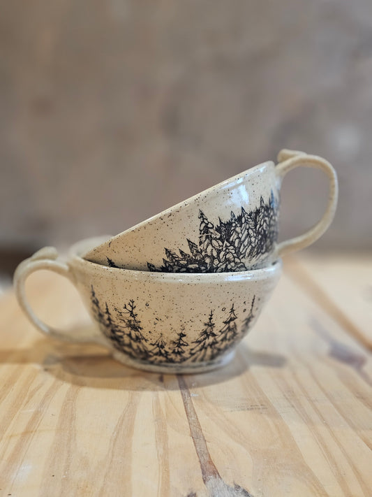 Frosted Forest Bowl with Handle - 22 ounces