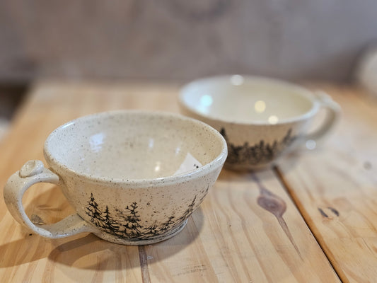 Frosted Forest Bowl with Handle - 22 ounces