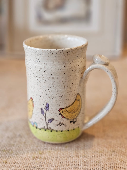 Handpainted Chicken Mug - 14 oz                                    Hen 2001