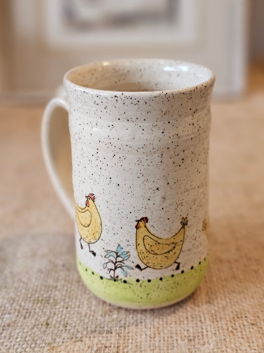 Handpainted Chicken Mug - 14 oz                                    Hen 2001