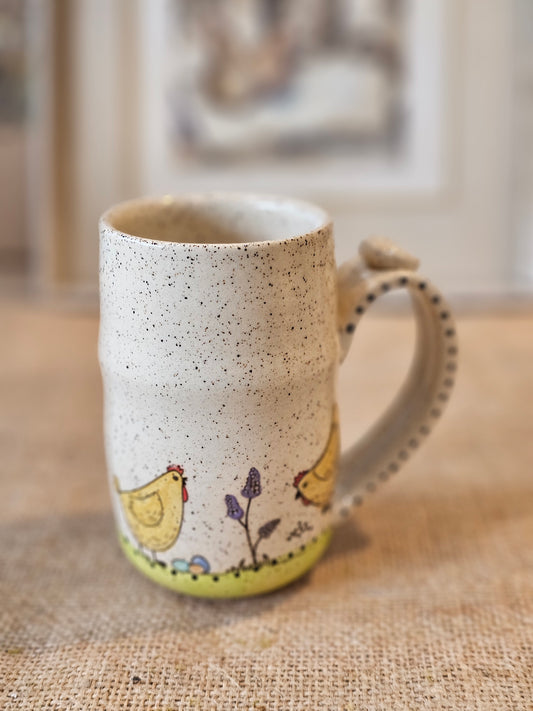 Hand-painted Hen Mug - 14 oz        Hen #03