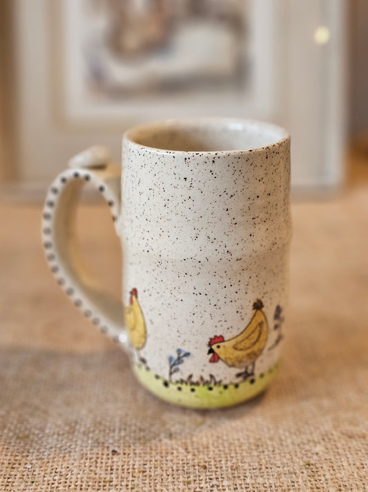 Hand-painted Hen Mug - 14 oz        Hen #03