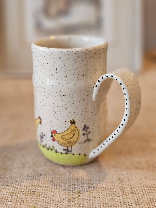 Hand-painted Hen Mug - 14 oz           Hen #04